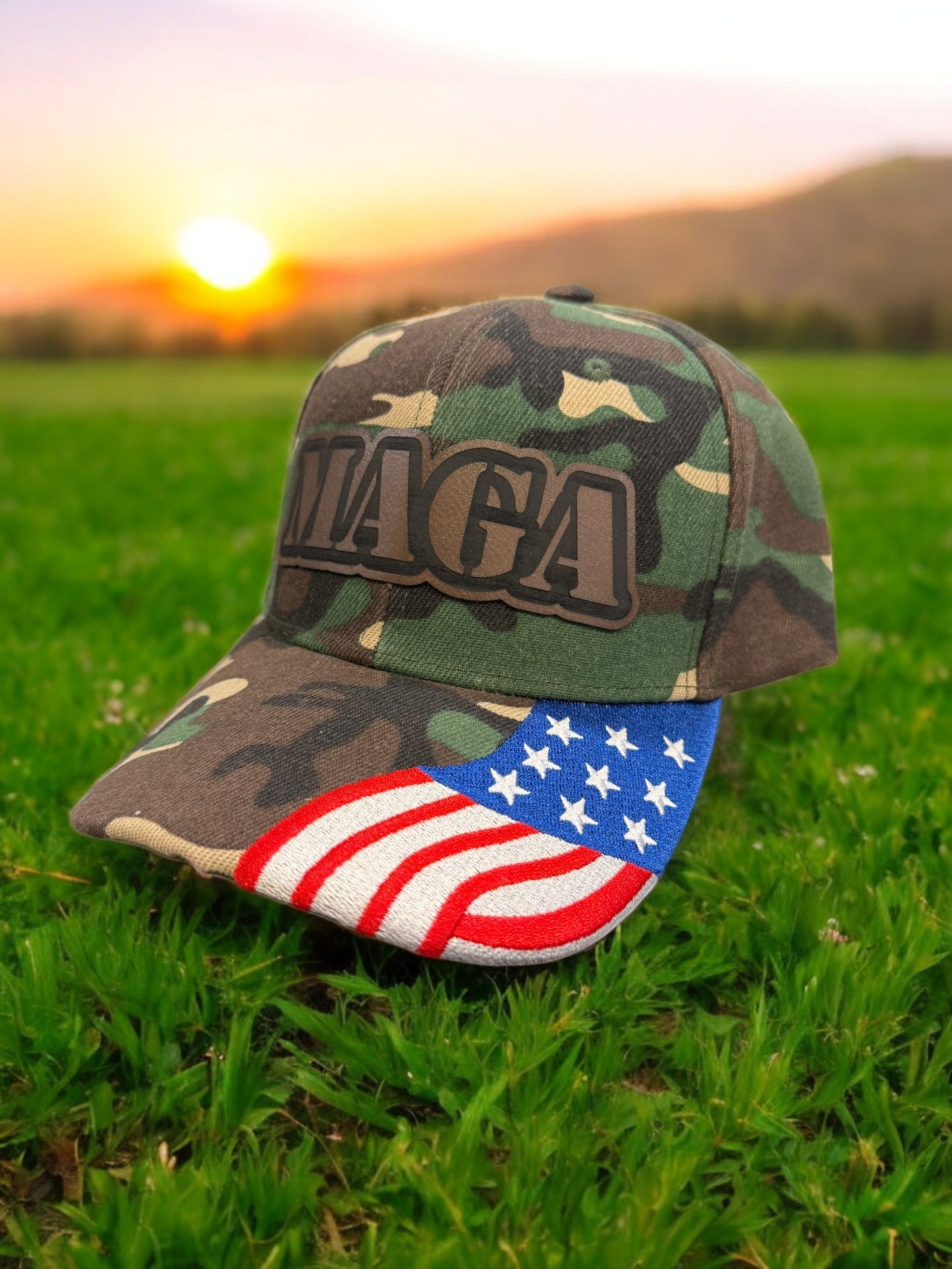 MAGA Camo Flag Hat - Make America Great Again Camouflage, Adjustable Fit, Ideal for Patriotic Celebrations