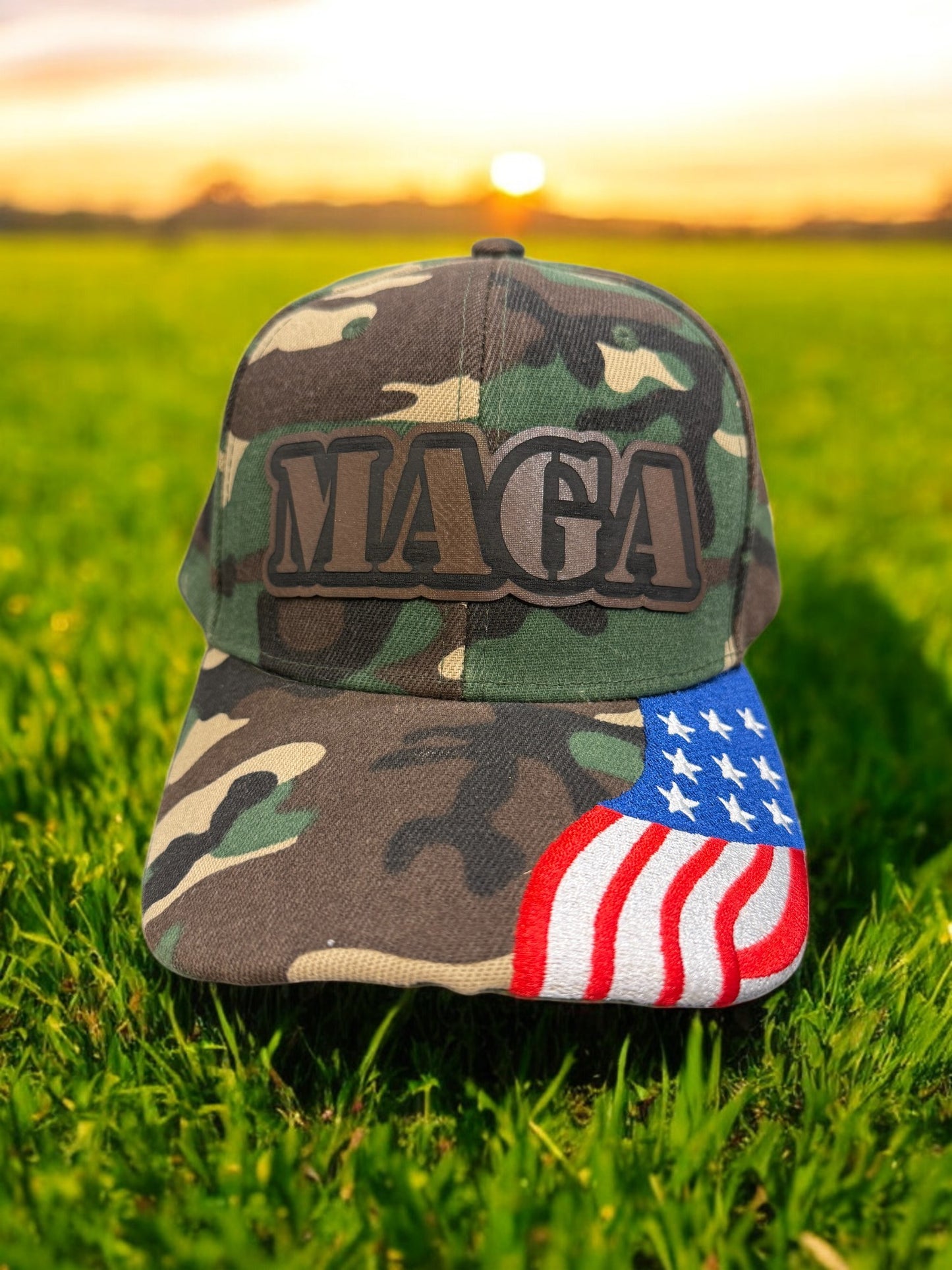 MAGA Camo Flag Hat - Make America Great Again Camouflage, Adjustable Fit, Ideal for Patriotic Celebrations